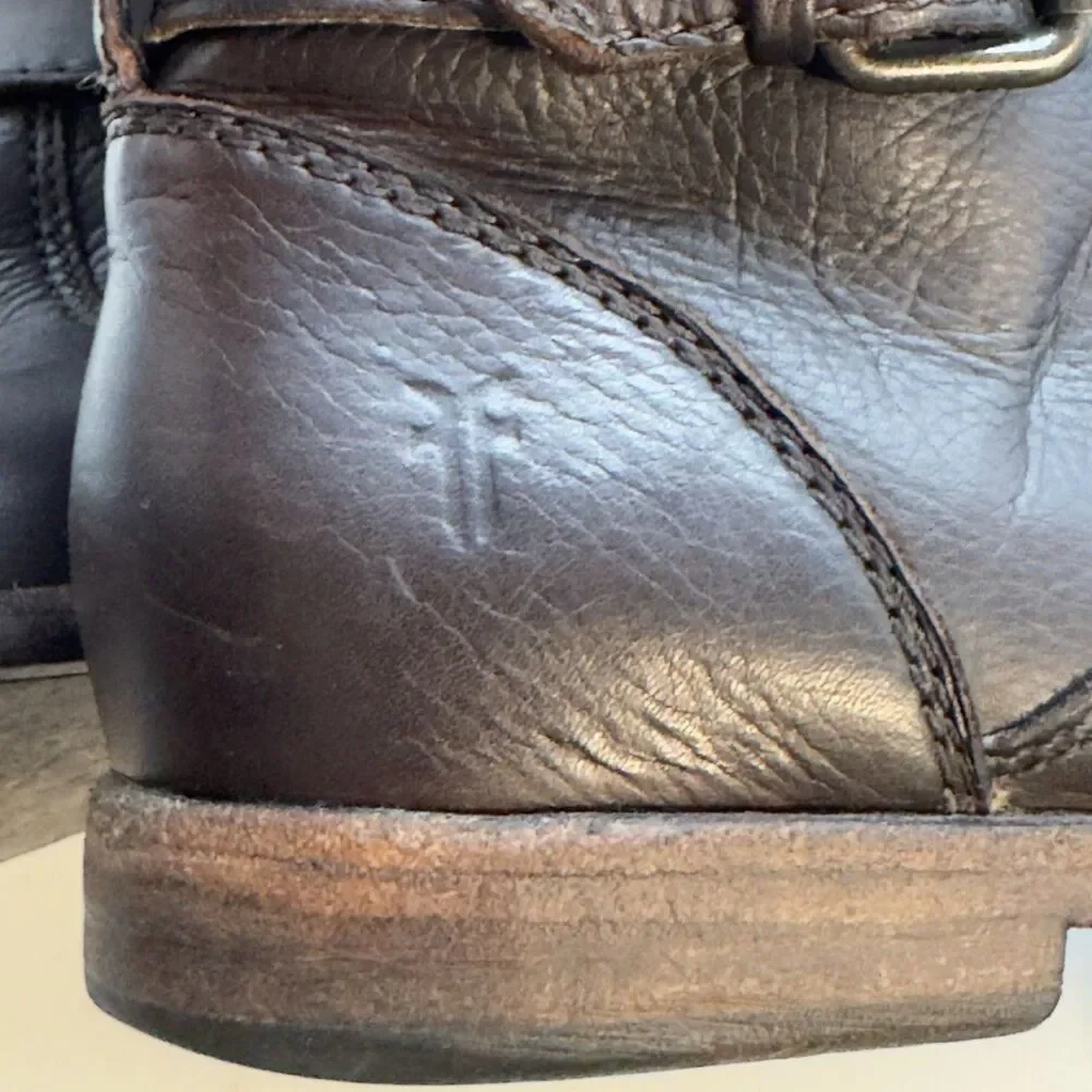 FRYE Phillip Knee High Leather Equestrian Riding Boots Women's 7.5B Dark Brown